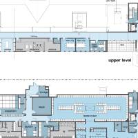 Upper level and Main level floor plans for the Jamie Hosford Football Center